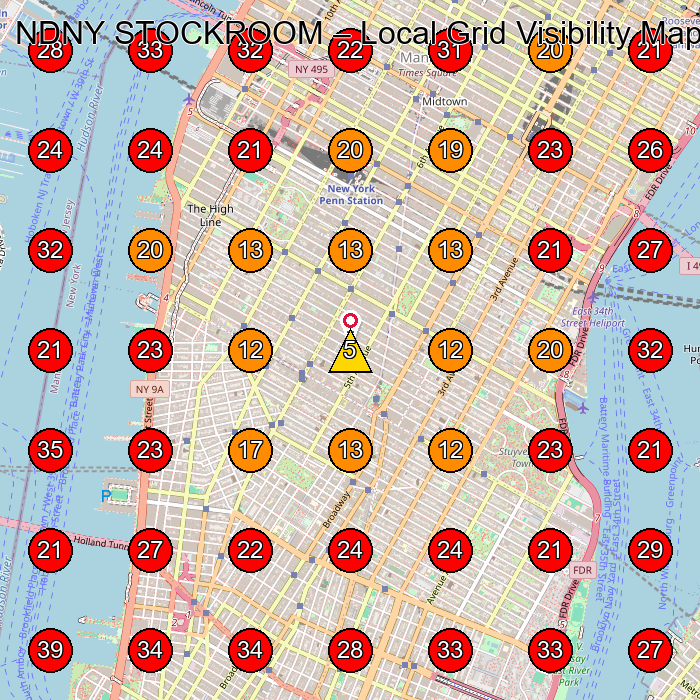 NDNY STOCKROOM GeoGrid visibility map for Clothing Store in New York